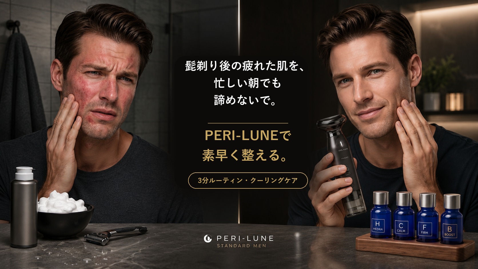 髭剃り後、最初のミーティング前の3分
